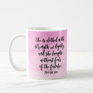 Mug Aquarelle rose Proverbes 31 Bible chrétienne des f