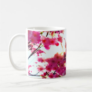 Mug Aquarelle rose ressort floral Arbre à fleurs