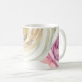 Mug Aquarelle Rose rose et blanc Chic crème florale (Devant droit)