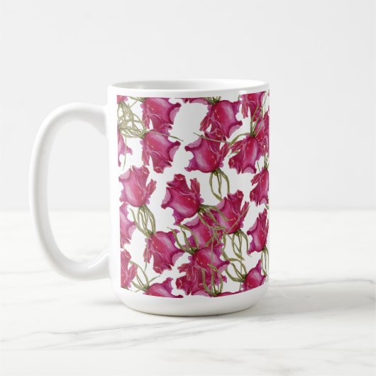 Mug Aquarelle rose Roses Art peint à la main (Gauche)