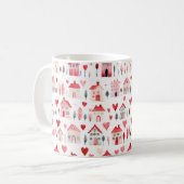 Mug Aquarelle rose rouge Chauffage domestique (Devant gauche)