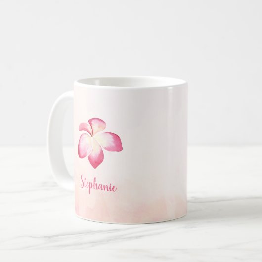 Mug Aquarelle rose Sunset Plumeria (Devant gauche)