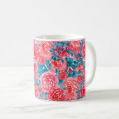 Mug Aquarelle Rose tapisserie florale (Devant droit)