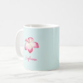 Mug Aquarelle rose tropicale Plumeria (Devant gauche)