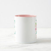 Mug Aquarelle rose turquoise or Monogramme floral E (Centre)