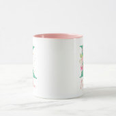 Mug Aquarelle rose turquoise or Monogramme floral K (Centre)