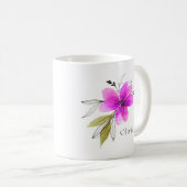 Mug Aquarelle rose vibre Nom personnalisé (Devant droit)