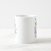 Mug Aquarelle rose violet Fleurs Élégante Monogramme (Centre)