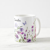 Mug Aquarelle rose violet Fleurs sauvages jardin pré (Devant droit)