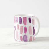 Mug Aquarelle : Rose, Violet Motif. (Devant droit)