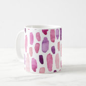 Mug Aquarelle : Rose, Violet Motif. (Devant gauche)