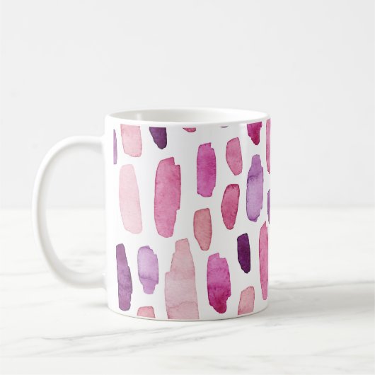 Mug Aquarelle : Rose, Violet Motif. (Gauche)