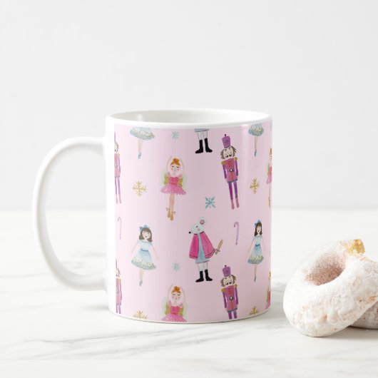 Mug Aquarelle rose Whimsical Ballet Casse-Noisettes (Avec donut)