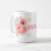 Mug Aquarelle, roses. (Devant gauche)