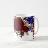 Mug Aquarelle Roses Fleur Navy Bourgogne Joli (Devant droit)
