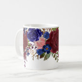 Mug Aquarelle Roses Fleur Navy Bourgogne Joli (Devant gauche)