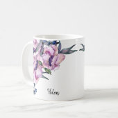 Mug Aquarelle Roses roses 🌹 & Coeurs bleus 💙 (Devant gauche)