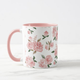 Mug Aquarelle Roses roses Élégant floral Vintage