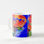 Mug aquarelle rouge Abstraite peinture florale (Devant gauche)