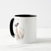 Mug Aquarelle Rouge aile Oiseau noir Oiseau Oiseau ani (Devant gauche)