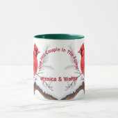 Mug Aquarelle Rouge Cardinal Bird Nom et texte personn (Centre)