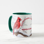 Mug Aquarelle Rouge Cardinal Bird Nom et texte personn (Devant gauche)