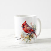 Mug Aquarelle rouge carinal moderne (Devant droit)