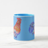 Mug Aquarelle rouge Cockerel Chicken Art (Centre)