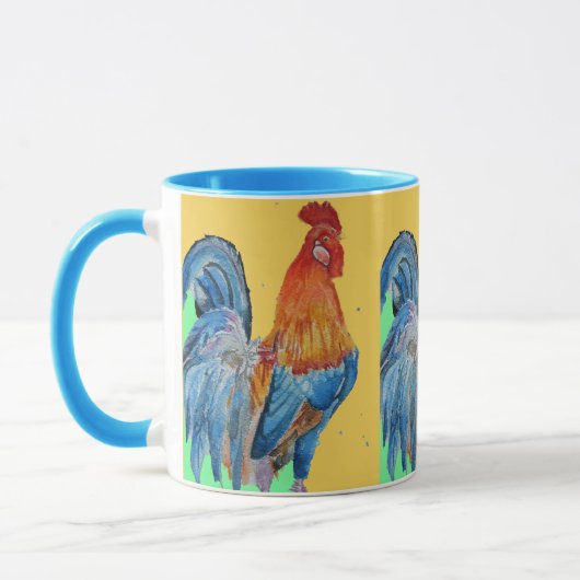 Mug Aquarelle rouge Cockerel Chicken Art (Gauche)