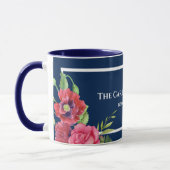 Mug Aquarelle Rouge et rose Fleurs bleu foncé Marine (Gauche)