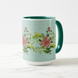 Mug Aquarelle Rouge Gerbera Daisy avec verdure