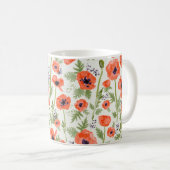 Mug Aquarelle rouge orange moderne Fleurs de pavot pei (Devant droit)