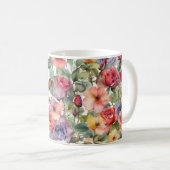Mug Aquarelle Rouge Rose sauvage Floral (Devant droit)
