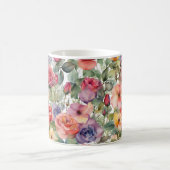 Mug Aquarelle Rouge Rose sauvage Floral (Centre)
