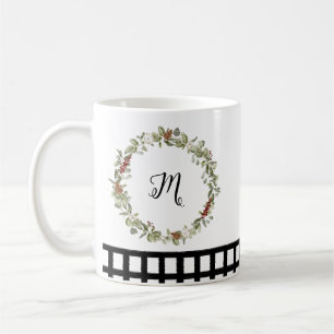 Mug Aquarelle rouge verte fleurie couleur noire cochée
