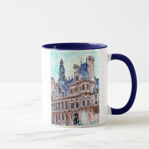 Mug Aquarelle Rustic Hotel de Ville des destinations  