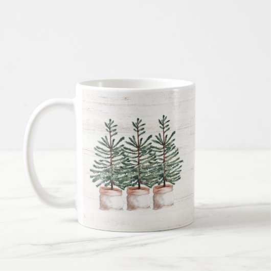 Mug Aquarelle rustique Arbres À feuillage persistant M (Gauche)