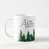 Mug Aquarelle Rustique arbres verts L'aventure commenc (Gauche)