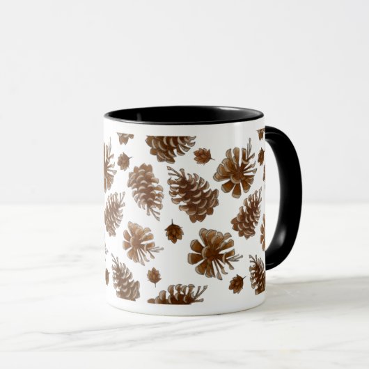Mug Aquarelle Rustique Botanique Pinecone (Devant droit)