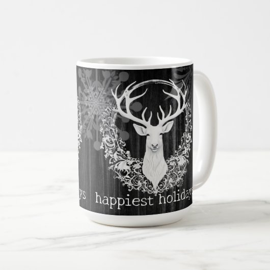 Mug Aquarelle rustique renne blanc (Devant droit)