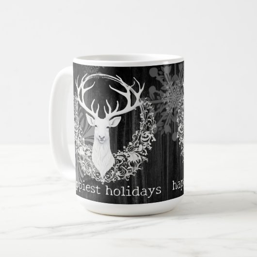 Mug Aquarelle rustique renne blanc (Devant gauche)