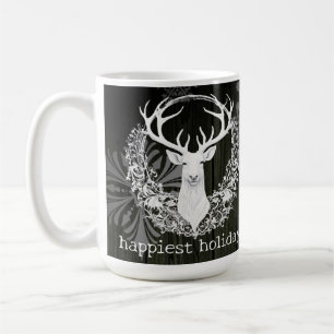 Mug Aquarelle rustique renne blanc Green