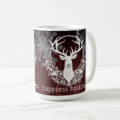 Mug Aquarelle rustique renne blanc | Red (Devant droit)