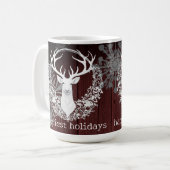 Mug Aquarelle rustique renne blanc | Red (Devant gauche)