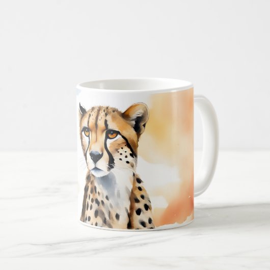 Mug Aquarelle Safari captivant Cheetah (Devant droit)
