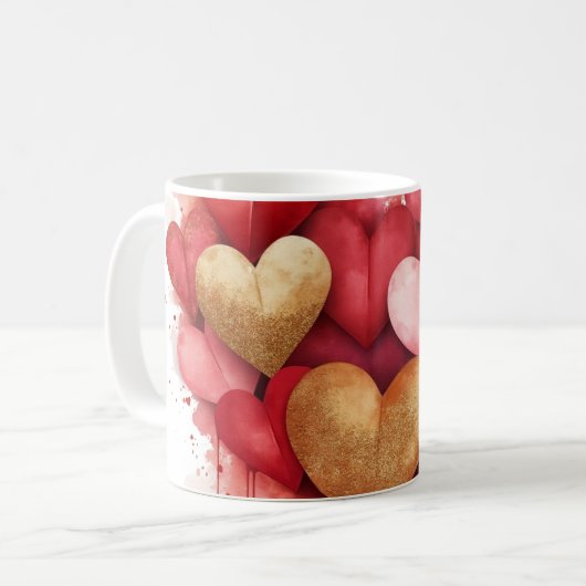 Mug Aquarelle Saint-Valentin Coeur (Devant gauche)