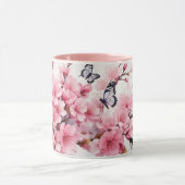 Mug Aquarelle Sakura Cherry Blossom Papillons Musique (Centre)