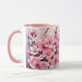 Mug Aquarelle Sakura Cherry Blossom Papillons Musique (Gauche)
