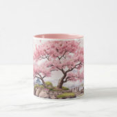 Mug Aquarelle Sakura Cherry Blossom Tree View Musique (Centre)
