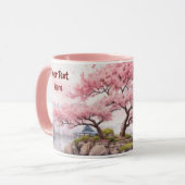 Mug Aquarelle Sakura Cherry Blossom Tree View Musique (Devant gauche)